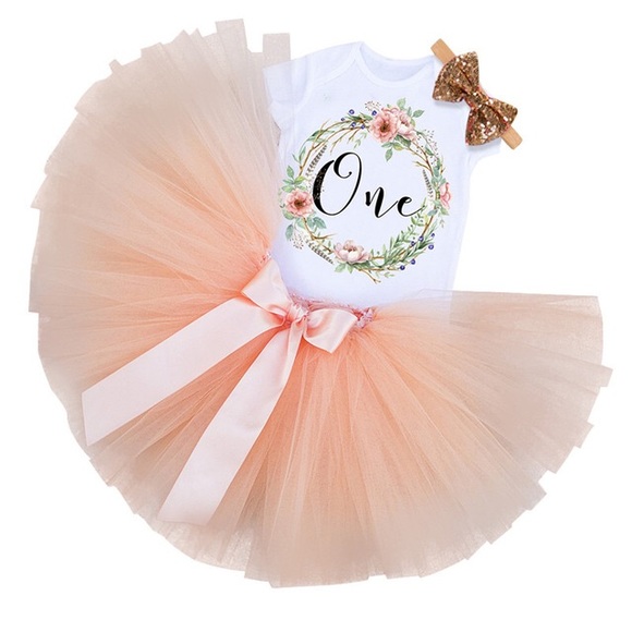 Other - 1st Birthday Outfit Onesie Tulle Skirt & Headband